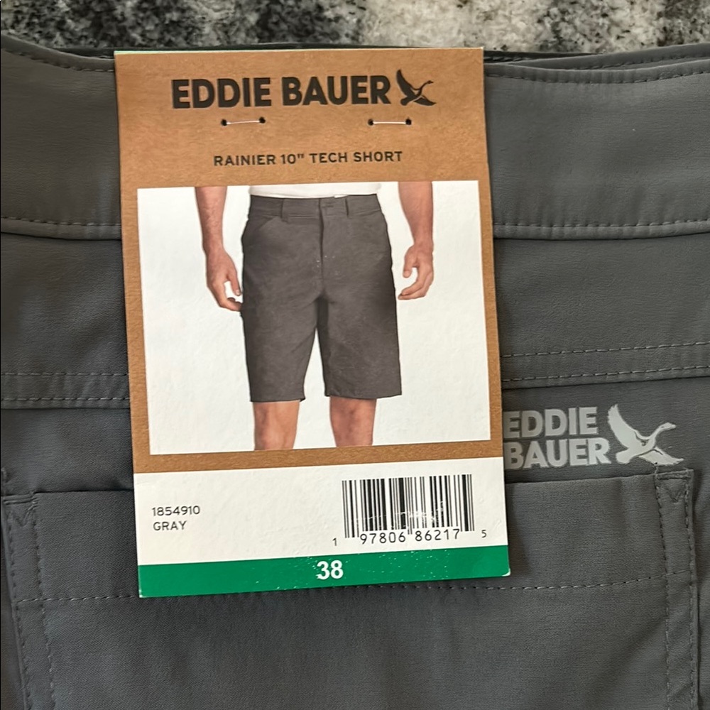 Eddie Bauer Men's Gray Tech Shorts size 38 NWT